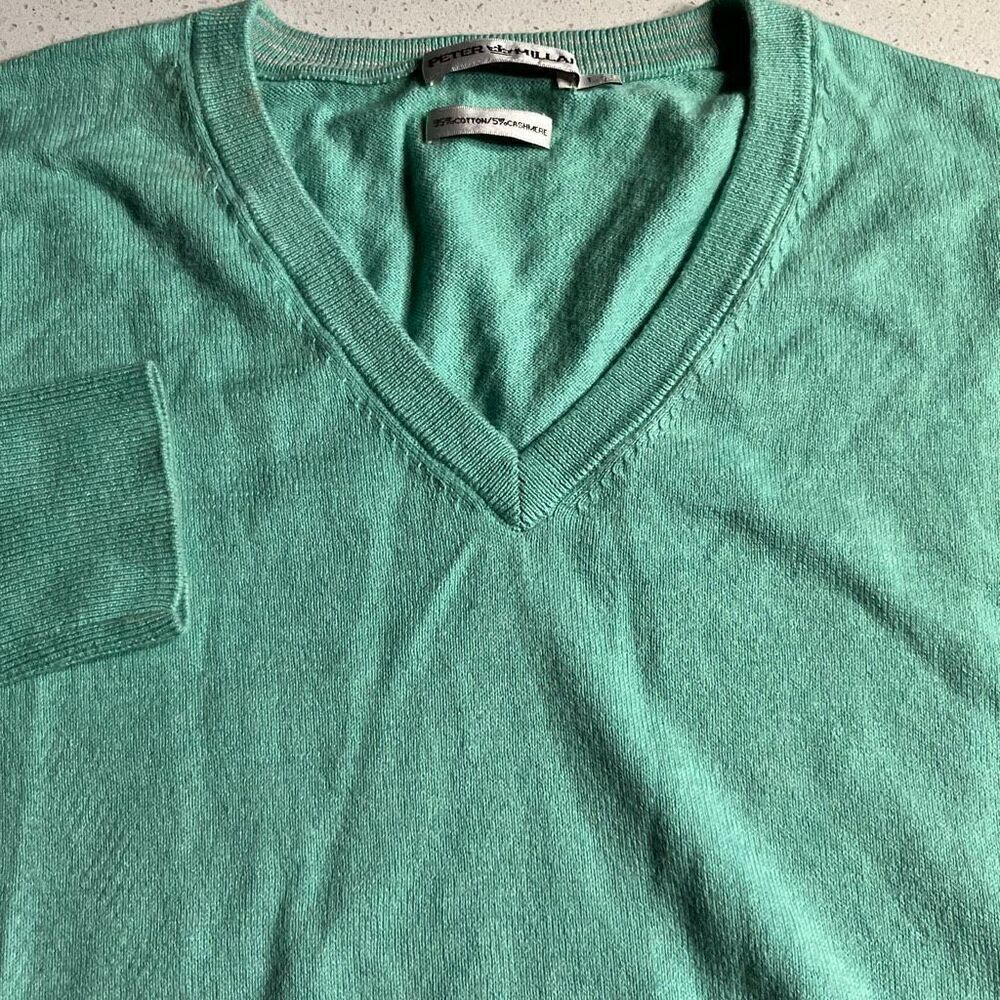 Peter Millar Cotton/Cashmere V Neck Sweater Mens Large